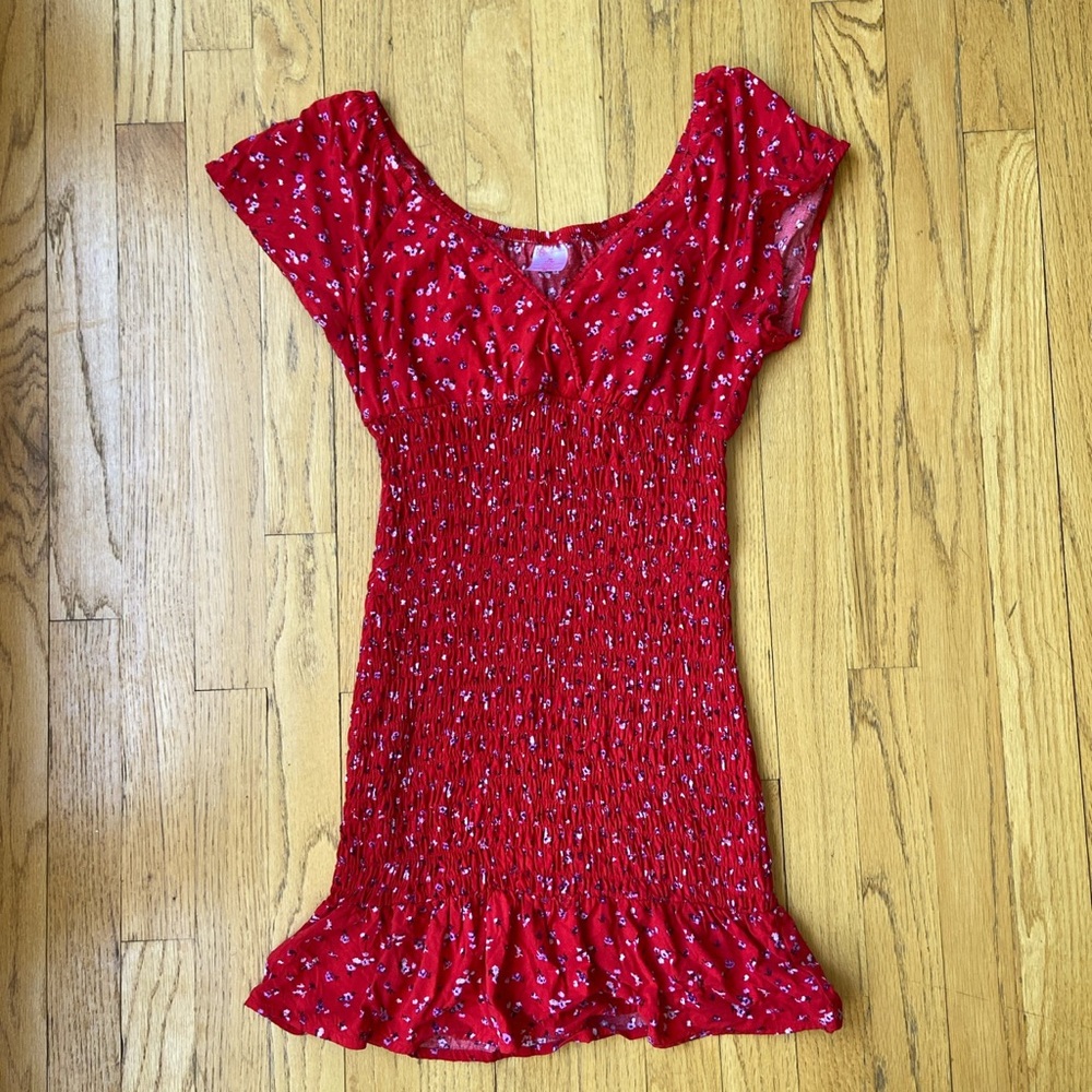 Chic Red Floral Summer Dress